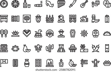 Mexico icons High-Quality Vector Icons Collection with Editable Stroke. Ideal for Professional and Creative Projects.