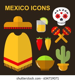 Mexico icons set
