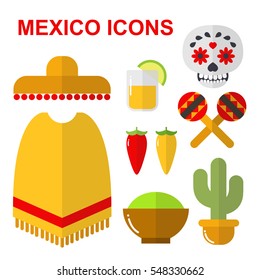 mexico icons. vector illustration