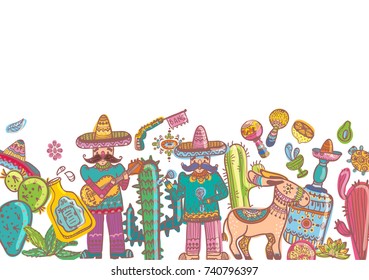 Mexico illustrations, colorful composition, Vector
