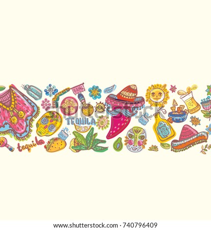 Mexico illustrations, colorful composition, Vector
