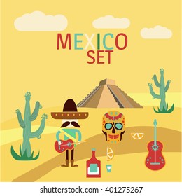 Mexico illustrations set