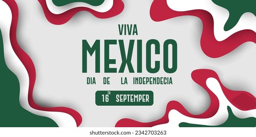 Mexico independence day 16th September celebration. Horizontal poster design vector illustration.