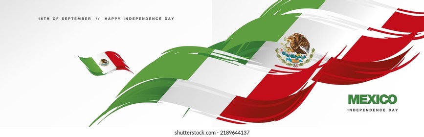 Mexico Independence day  abstract hand drawn flag Mexico  two fold flyer  white background banner