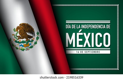 Mexico Independence Day Background Design. Translation : Mexico Independence Day, 16th September. Banner, Poster, Greeting Card. Vector Illustration.