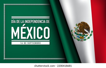 Mexico Independence Day Background Design. Translation : Mexico Independence Day, 16th September. Banner, Poster, Greeting Card. Vector Illustration.