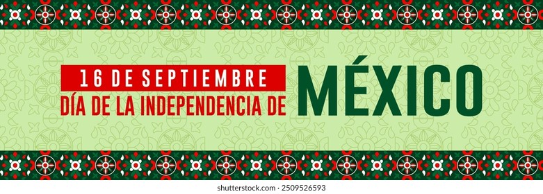 Mexico Independence Day Background Design. Translation : Long live Mexico Independence Day, 16th September. Banner, Poster, Greeting Card. Vector Illustration.