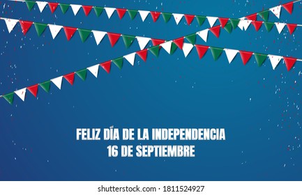 Mexico Independence Day Background. Translate : Happy Independence Day, September 16. Vector Illustration.