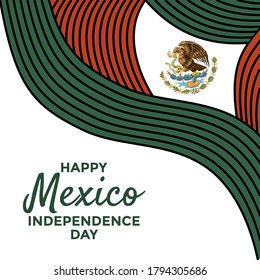 mexico independence day banner frame background with wavy abstract line with mexican national flag color and emblem. can be used for promotion, invitation, greeting card, poster, banner, website.