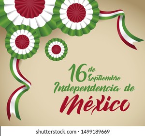 Mexico independence day celebration, 16 September, vector typography, cockade decoration Mexico.