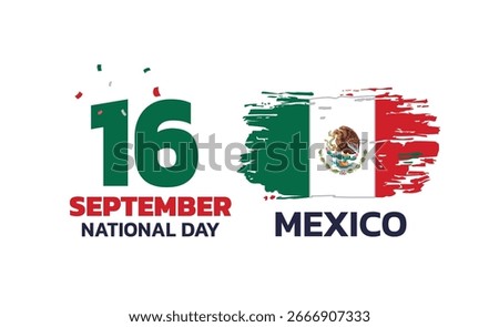 mexico Independence Day design with flag paint, 16 september celebration design template with messy paint splash concept