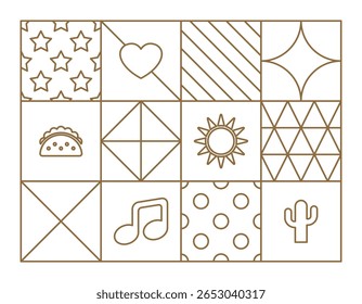 Mexico Independence Day family geometric gold outline