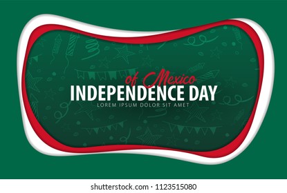 Mexico. Independence day greeting card. Paper cut style