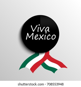 Mexico Independence Day greetings card. Viva Mexico, traditional mexican phrase holiday, vector illustration. Modern design in the colors of the Mexican flag