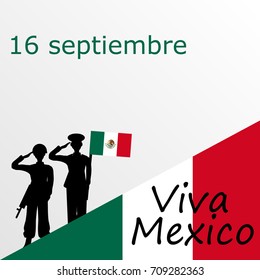 Mexico Independence Day greetings card. Modern design in the colors of the Mexican flag. Translated from Spanish: Viva Mexico, September 16
