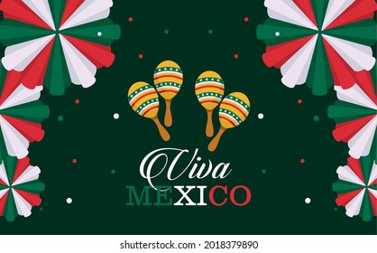 mexico independence day lettering postcard