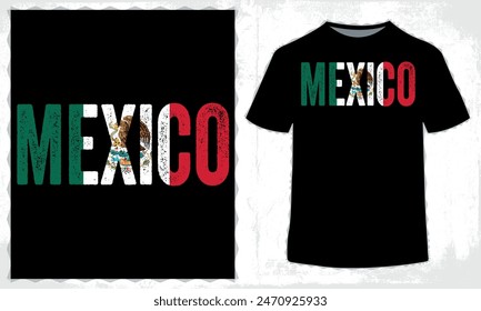 Mexico Independence Day Lettering T-Shirt Design. EPS-10.