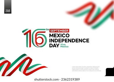 Mexico independence day logotype september 16th with flag background