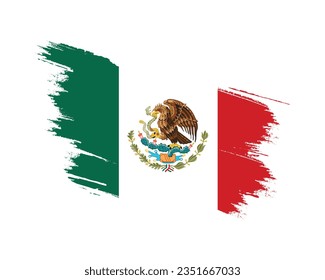 Mexico Independence day, Mexico, Mexico National Flag, 16 September, 16th September, Independence, Brush Style Flag, White Background, Vector Illustration Typographic Design, Editable Typography Eps