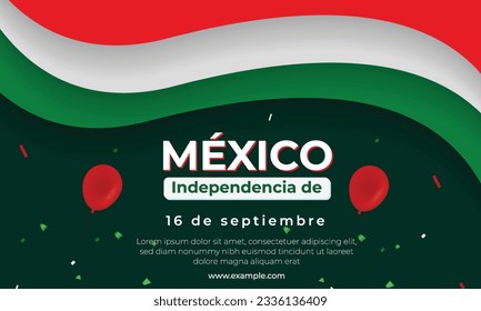 mexico independence day poster, Mexico Independence Day banner. 16 September national holiday. Green, white, and red Mexican flag. Lettering in Spanish. Vector illustration. Independencia de méxico