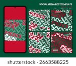 Mexico independence day. Set of carousel social media post with culture maze design for mexican national day campaign. mexico background design