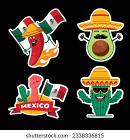 mexico independence day sticker and Mexico Fest-01 cactus cinco demayo