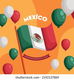 Mexico Independence Lettering With Flag