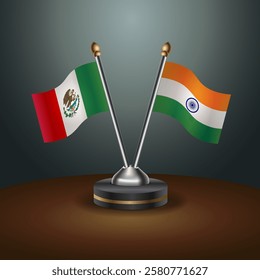 Mexico and India table flags relation with gradient backgrund