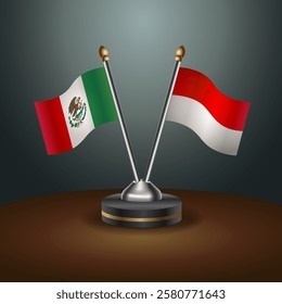 Mexico and Indonesia table flags relation with gradient backgrund