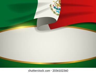 Mexico Insignia With Decorative Golden Frame, EPS 10 Vector Format