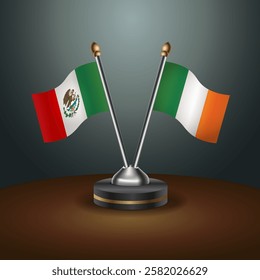 Mexico and Ireland table flags relation with gradient backgrund