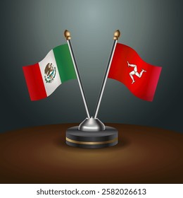 Mexico and Isle of Man table flags relation with gradient backgrund