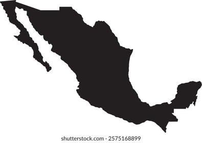 Mexico isolated black map silhouette geography country nation vector illustration graphic design