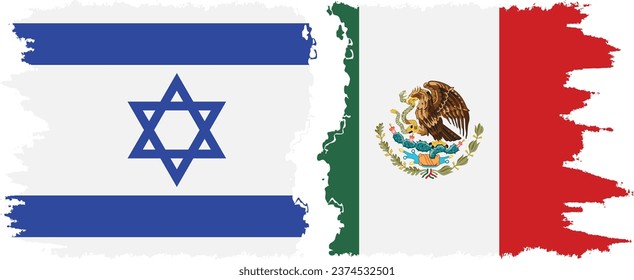 Mexico and Israel grunge flags connection, vector