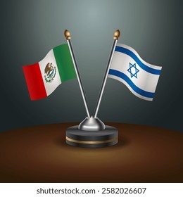 Mexico and Israel table flags relation with gradient backgrund