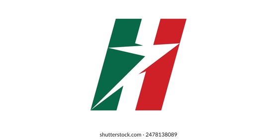 mexico italy flag with integrated negative space arrow for air companies of fast delivery symbol
