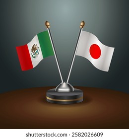 Mexico and Japan table flags relation with gradient backgrund