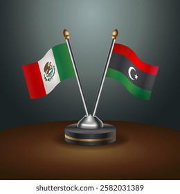 Mexico and Kingdom of Libya table flags relation with gradient backgrund