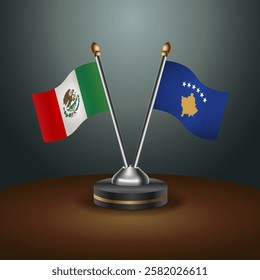 Mexico and Kosovo table flags relation with gradient backgrund