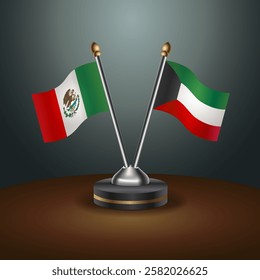 Mexico and Kuwait table flags relation with gradient backgrund