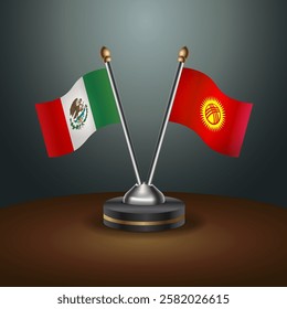 Mexico and Kyrgyzstan table flags relation with gradient backgrund