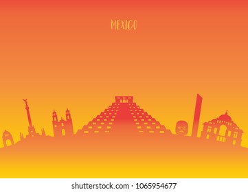 Mexico Landmark Global Travel And Journey paper background. Vector Design Template.used for your advertisement, book, banner, template, travel business or presentation.