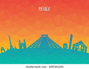Mexico Landmark Global Travel And Journey paper background. Vector Design Template.used for your advertisement, book, banner, template, travel business or presentation.