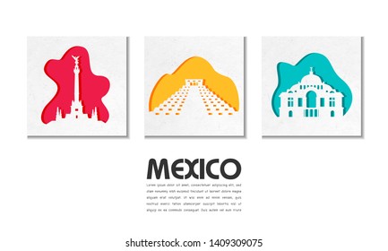 Mexico Landmark Global Travel And Journey paper background. Vector Design Template.used for your advertisement, book, banner, template, travel business or presentation.