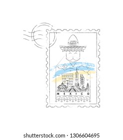 Mexico landmarks vector illustration and typography design 