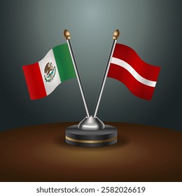 Mexico and Latvia table flags relation with gradient backgrund