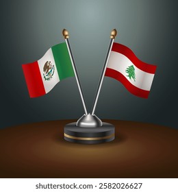 Mexico and Lebanon table flags relation with gradient backgrund