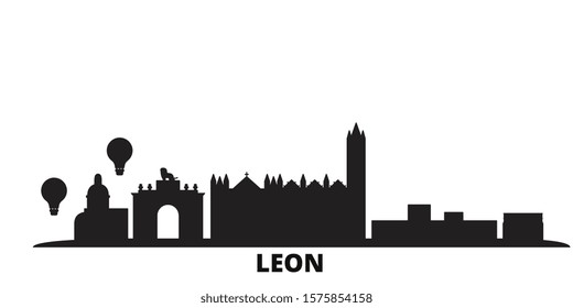 Mexico, Leon City Skyline Isolated Vector Illustration. Mexico, Leon Travel Black Cityscape