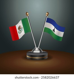 Mexico and Lesotho table flags relation with gradient backgrund