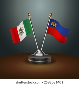 Mexico and Liechtenstein table flags relation with gradient backgrund